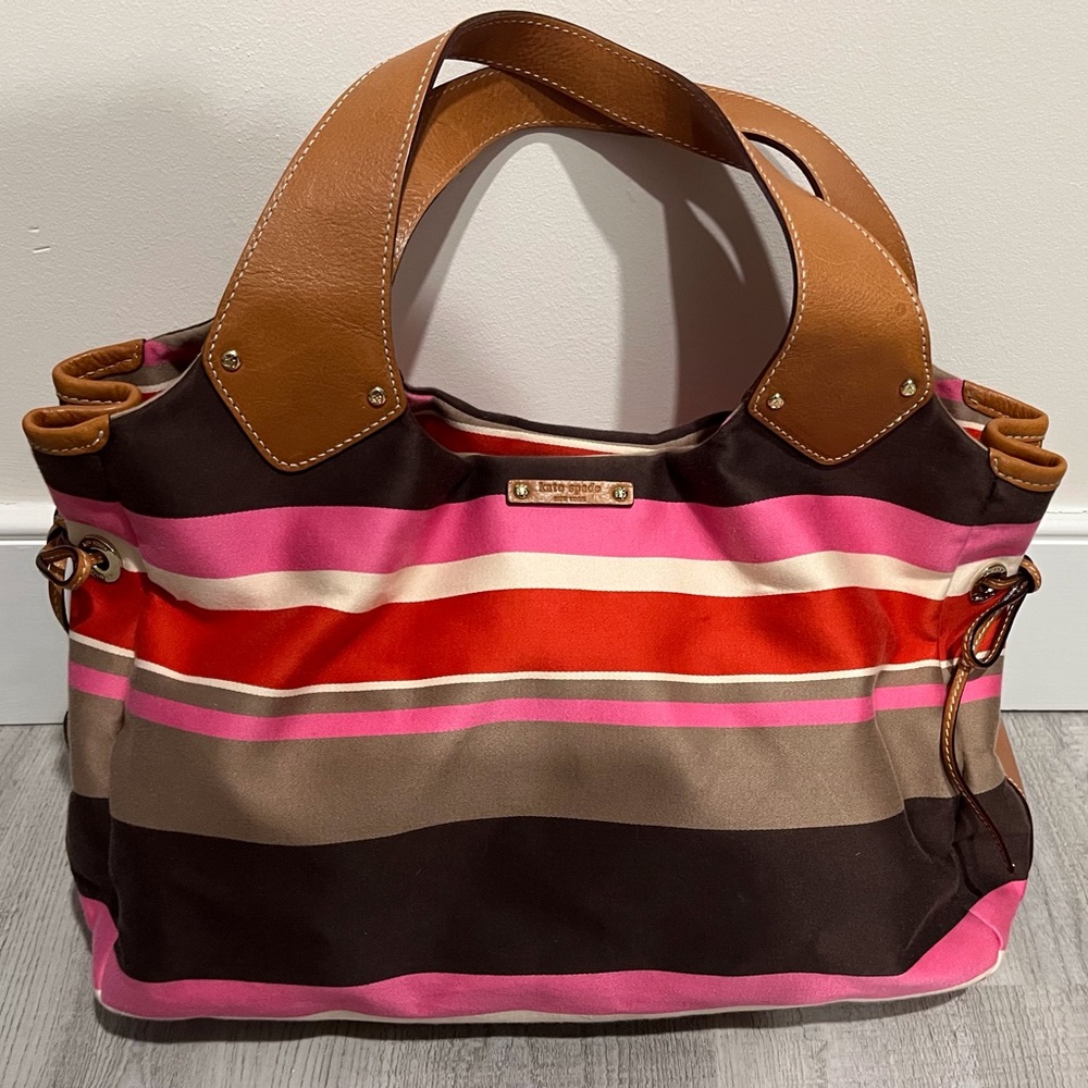 Kate Spade Large Pink Striped Tote Bag